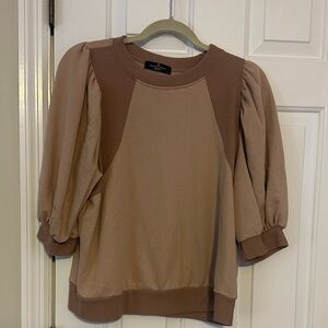 Tan Puff Sleeve Sweatshirt